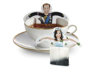 brudpar prins William och Kate Middleton som tepåsar